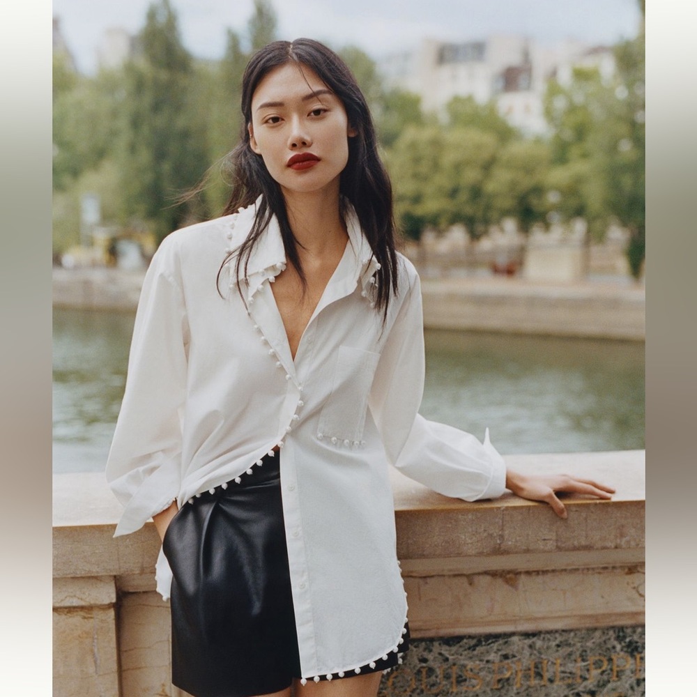 NWT- Mememe embellished button down tunic